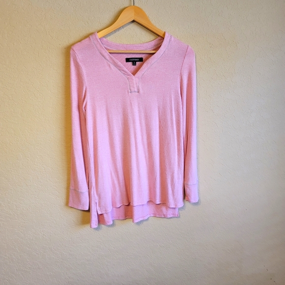 Ellen Tracy pink soft long sleeve sweater blouse - Picture 4 of 10